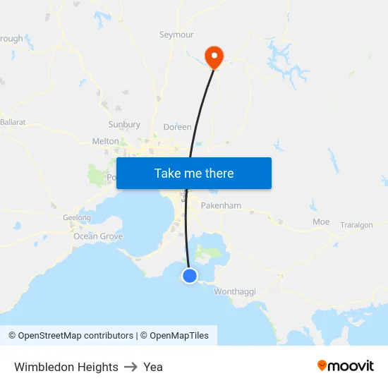 Wimbledon Heights to Yea map