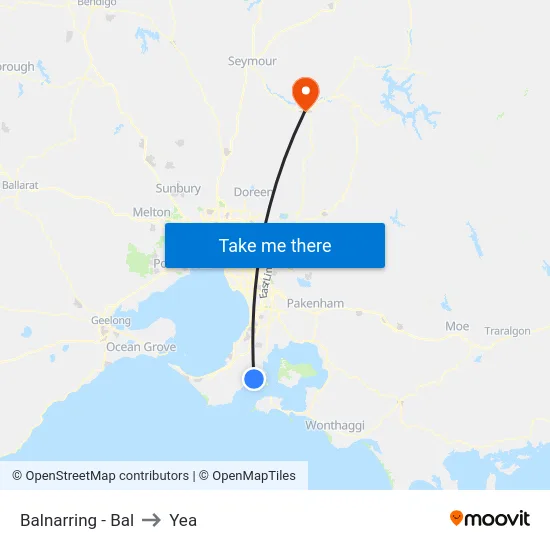 Balnarring - Bal to Yea map