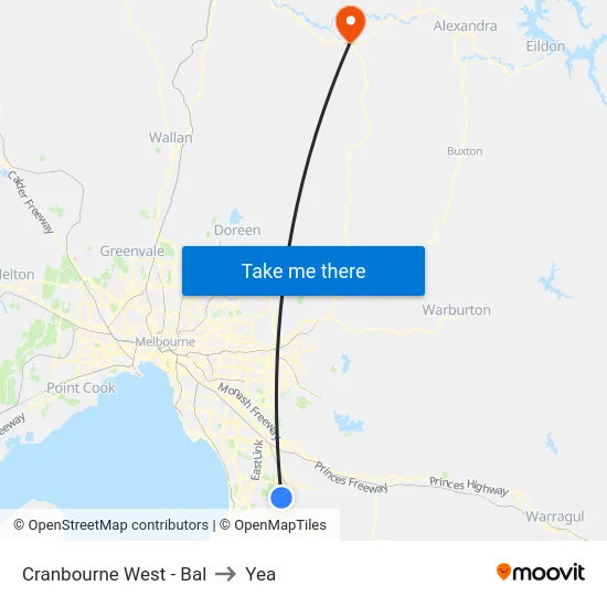 Cranbourne West - Bal to Yea map