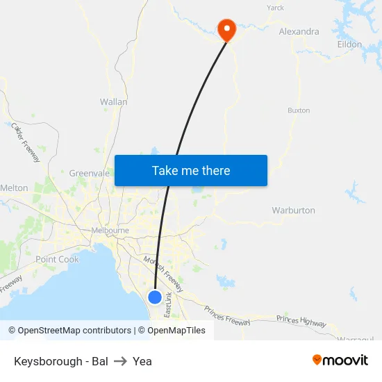 Keysborough - Bal to Yea map