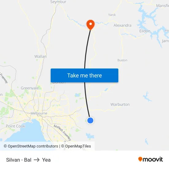 Silvan - Bal to Yea map