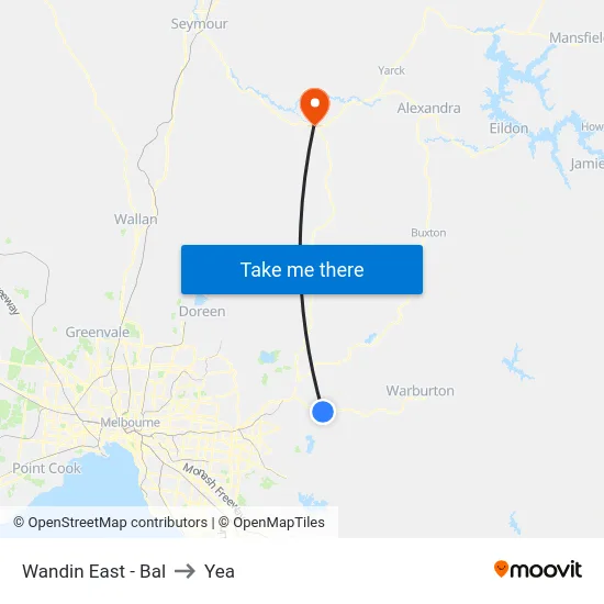 Wandin East - Bal to Yea map