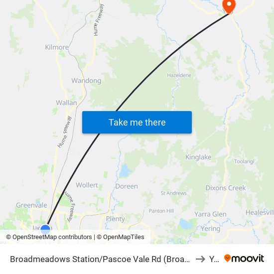 Broadmeadows Station/Pascoe Vale Rd (Broadmeadows) to Yea map