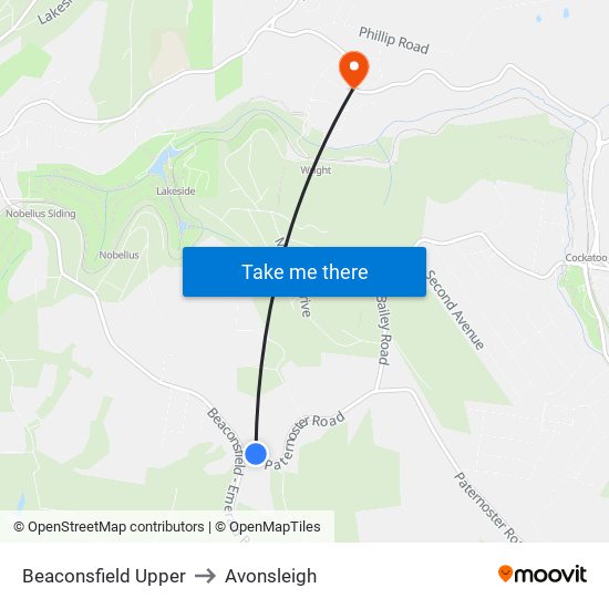 Beaconsfield Upper to Avonsleigh map