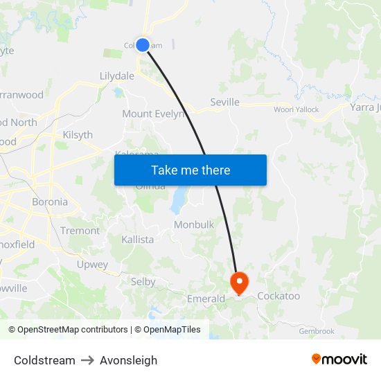 Coldstream to Avonsleigh map