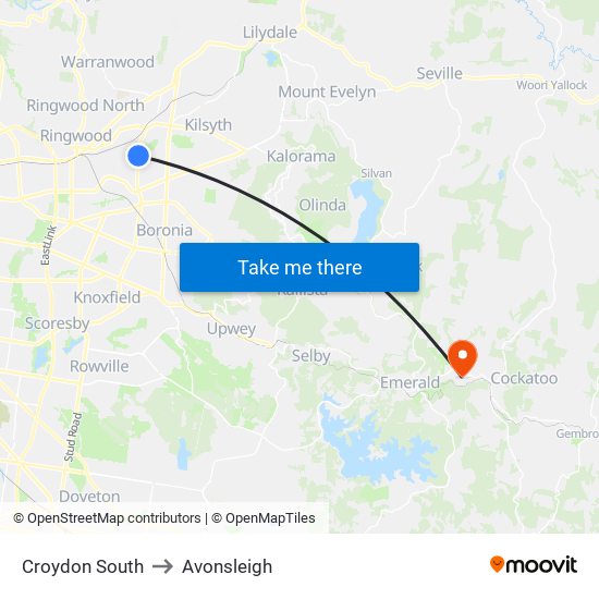 Croydon South to Avonsleigh map