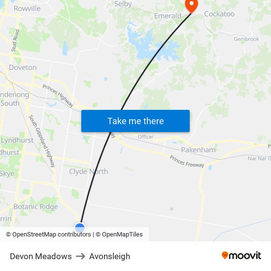 Devon Meadows to Avonsleigh map