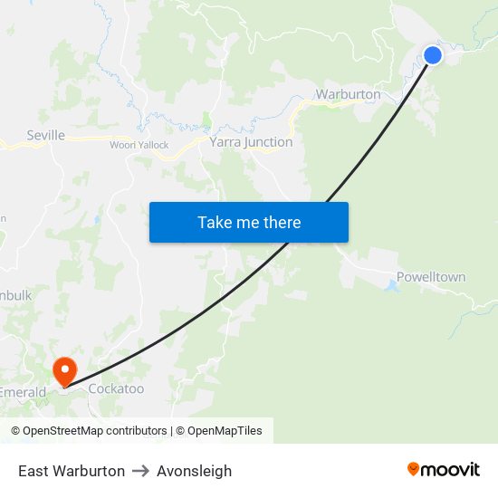 East Warburton to Avonsleigh map