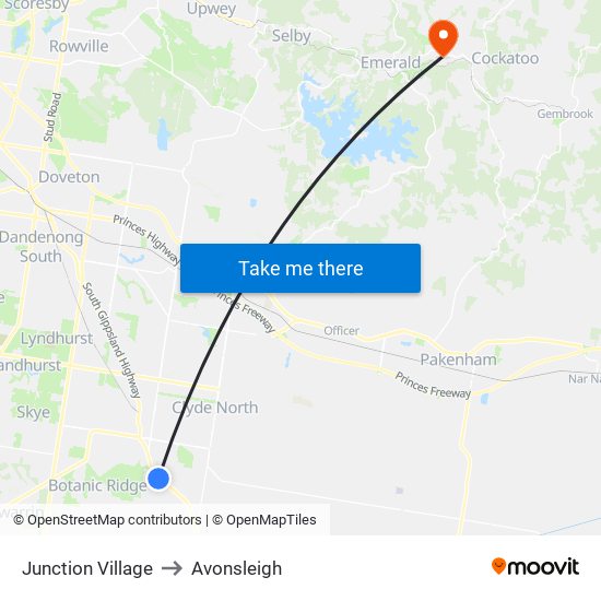 Junction Village to Avonsleigh map