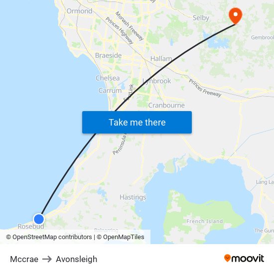 Mccrae to Avonsleigh map