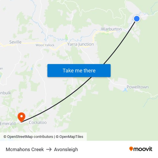 Mcmahons Creek to Avonsleigh map