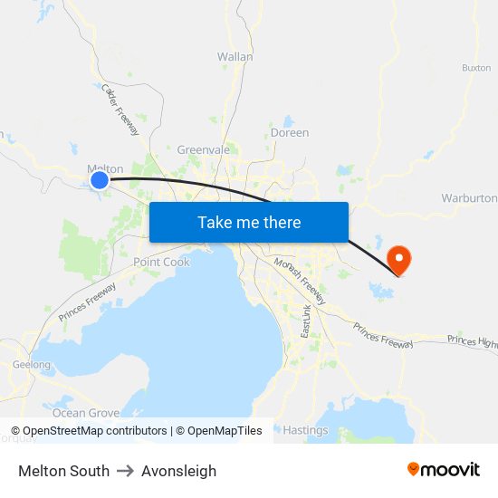 Melton South to Avonsleigh map