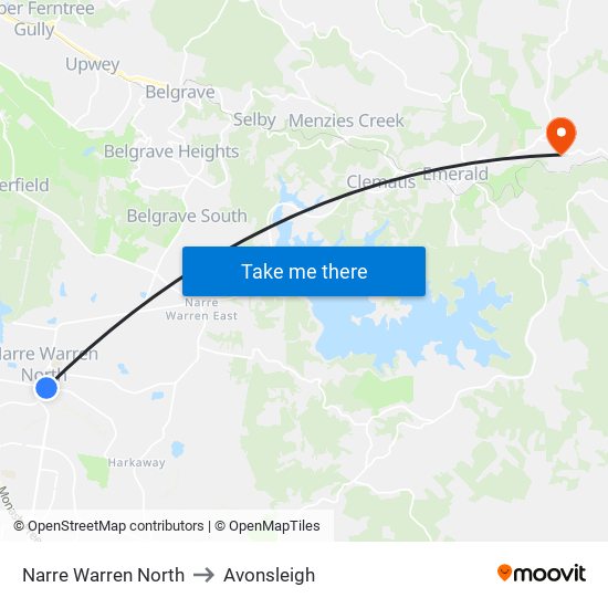 Narre Warren North to Avonsleigh map