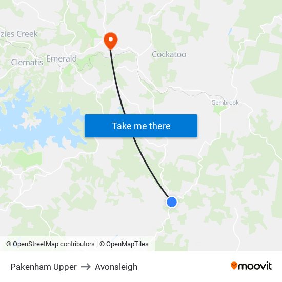 Pakenham Upper to Avonsleigh map