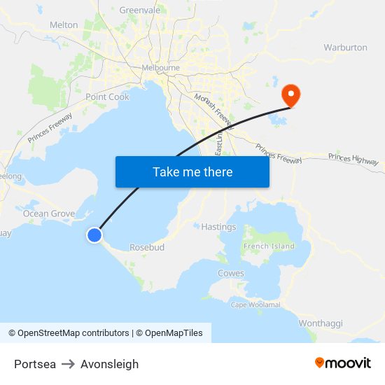 Portsea to Avonsleigh map