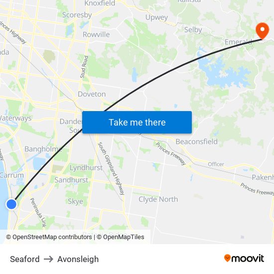 Seaford to Avonsleigh map