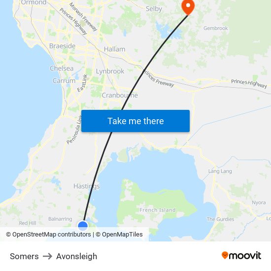 Somers to Avonsleigh map