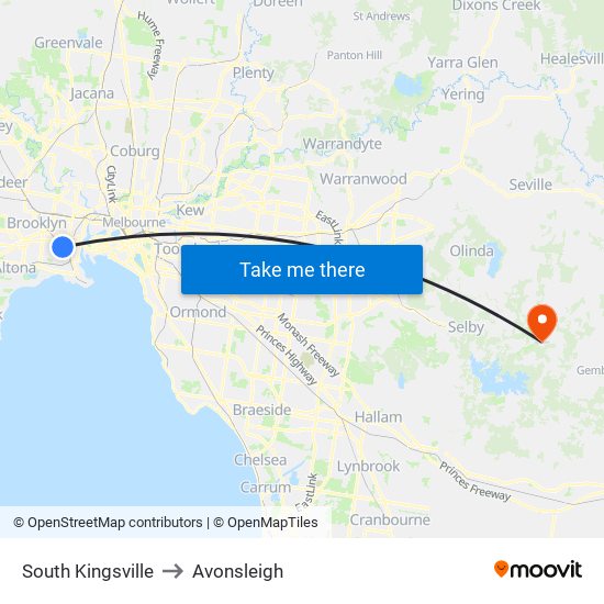 South Kingsville to Avonsleigh map