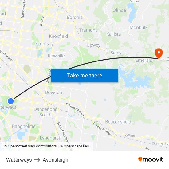 Waterways to Avonsleigh map