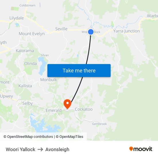 Woori Yallock to Avonsleigh map