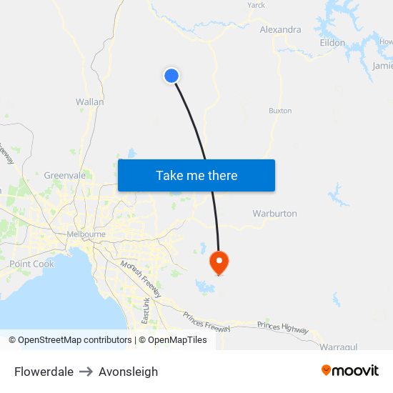 Flowerdale to Avonsleigh map