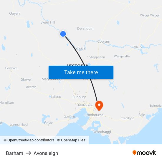 Barham to Avonsleigh map