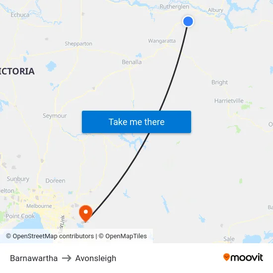 Barnawartha to Avonsleigh map