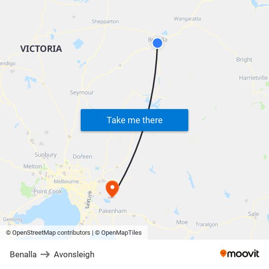 Benalla to Avonsleigh map