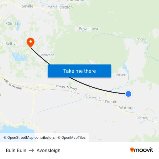 Buln Buln to Avonsleigh map