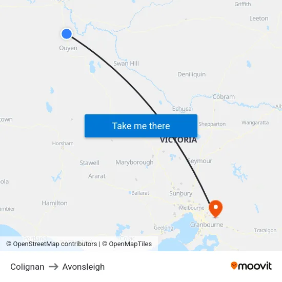 Colignan to Avonsleigh map