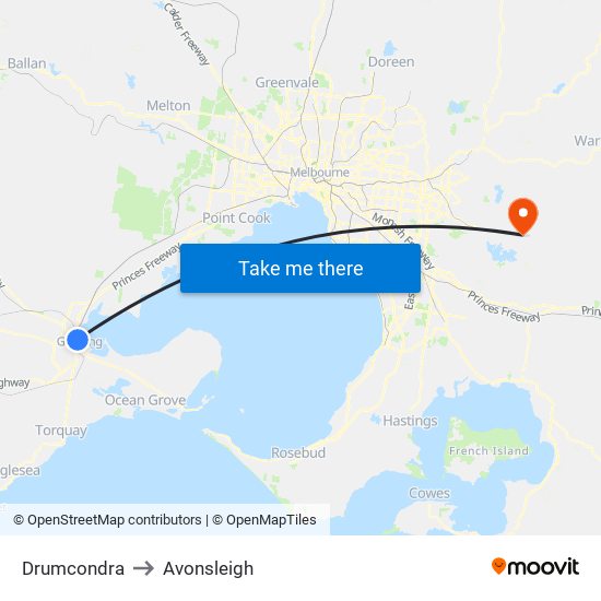 Drumcondra to Avonsleigh map