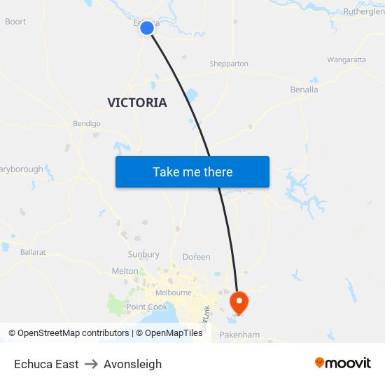 Echuca East to Avonsleigh map