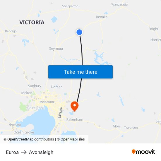 Euroa to Avonsleigh map