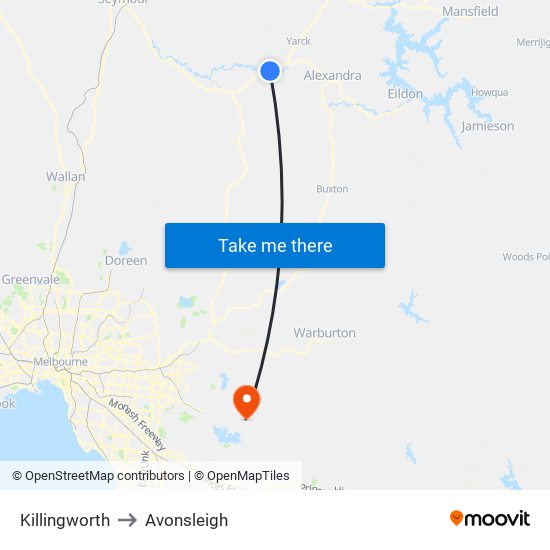 Killingworth to Avonsleigh map