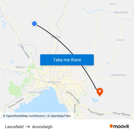 Lancefield to Avonsleigh map