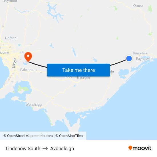 Lindenow South to Avonsleigh map