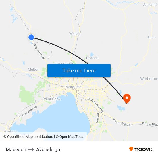 Macedon to Avonsleigh map