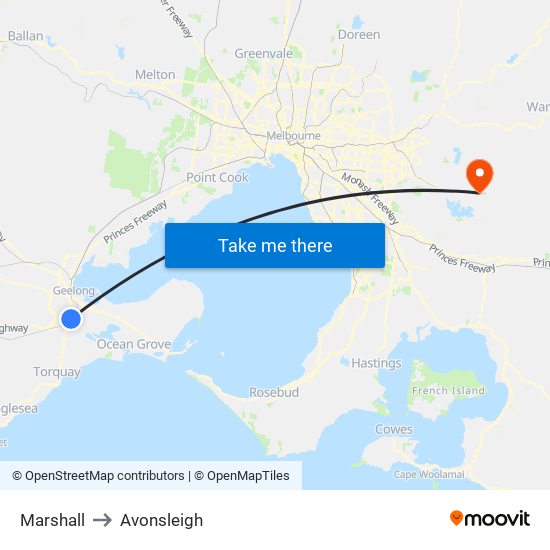 Marshall to Avonsleigh map