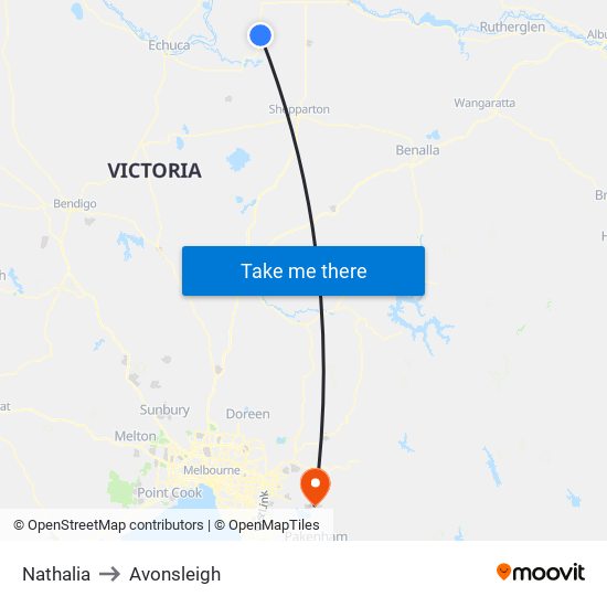 Nathalia to Avonsleigh map