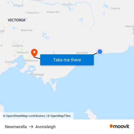 Newmerella to Avonsleigh map