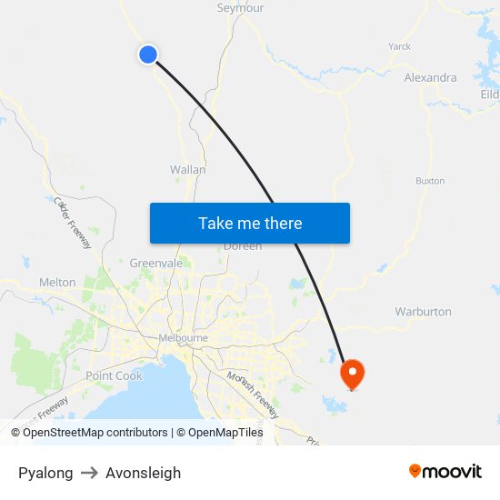 Pyalong to Avonsleigh map