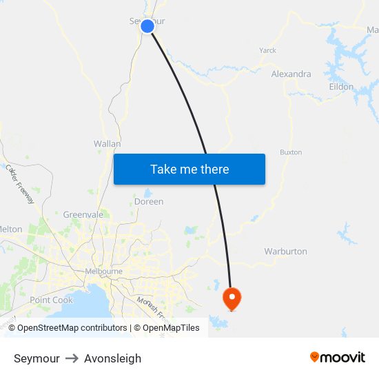 Seymour to Avonsleigh map