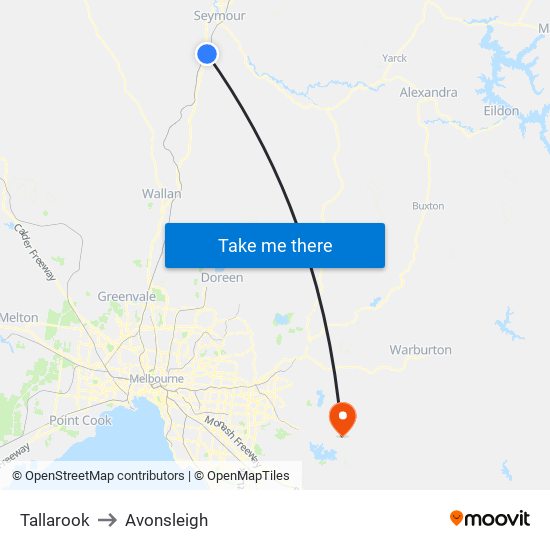 Tallarook to Avonsleigh map