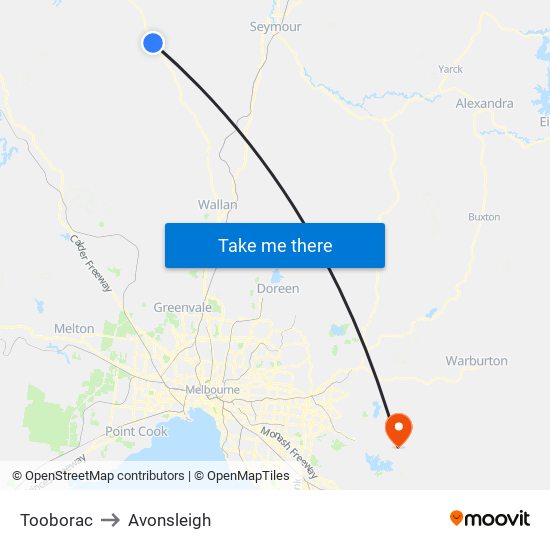 Tooborac to Avonsleigh map