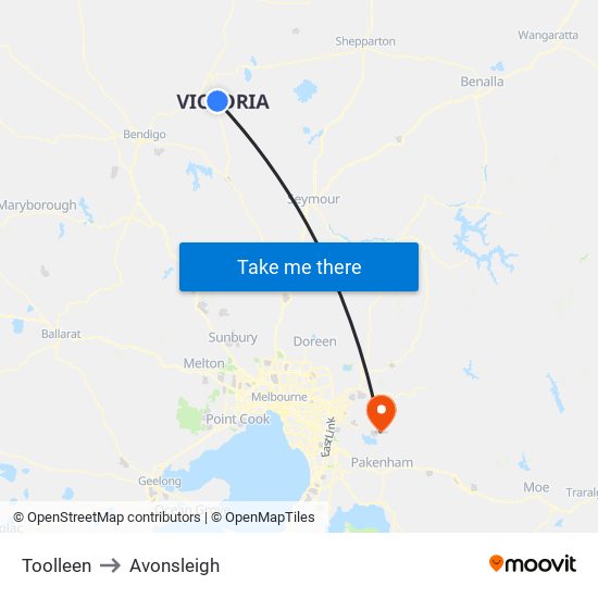 Toolleen to Avonsleigh map