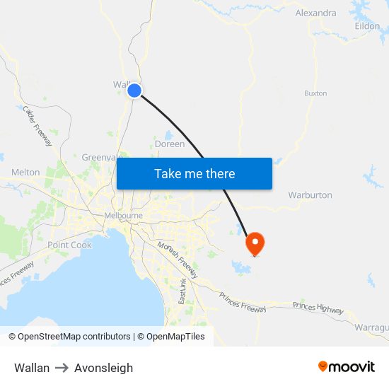 Wallan to Avonsleigh map