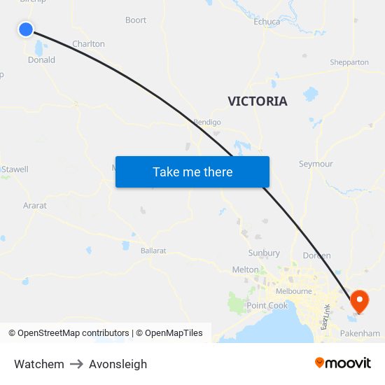 Watchem to Avonsleigh map