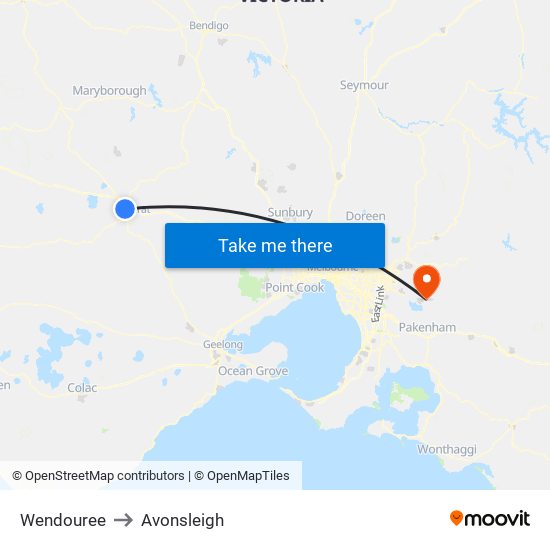 Wendouree to Avonsleigh map