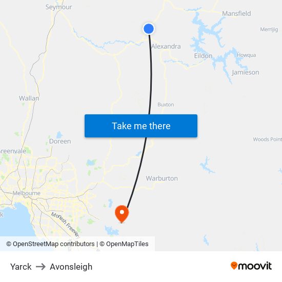 Yarck to Avonsleigh map