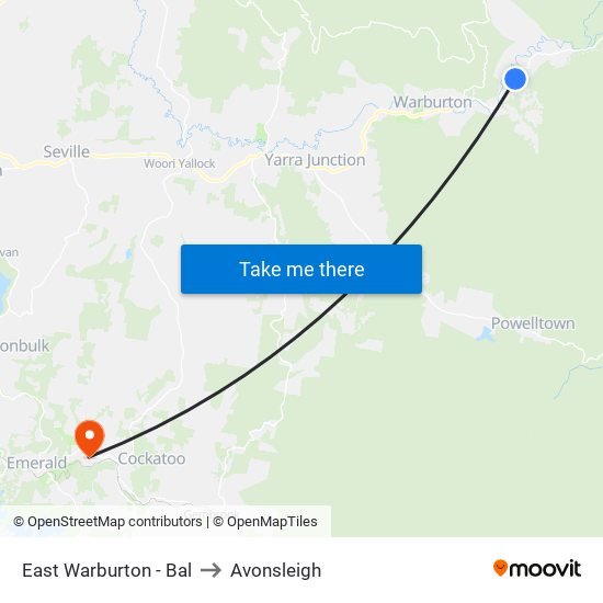 East Warburton - Bal to Avonsleigh map